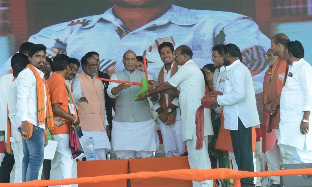 BJP alone cares for nation: Rajnath