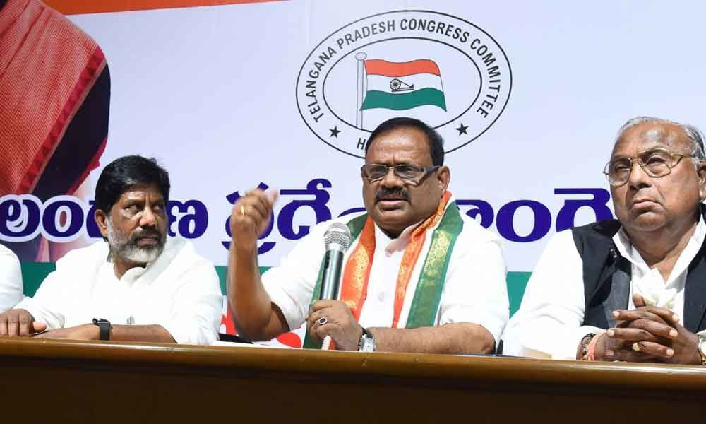 AICC Telangana In-charge RC Khuntia addresses a press conference at ...