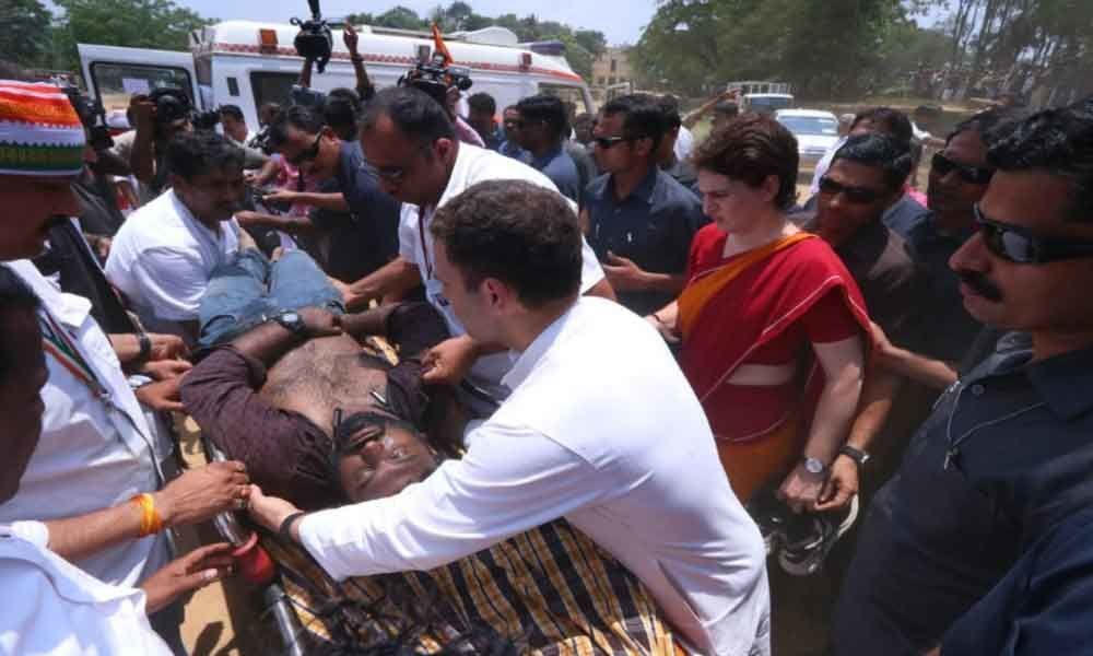 Priyanka carries shoes of a journalist who fainted