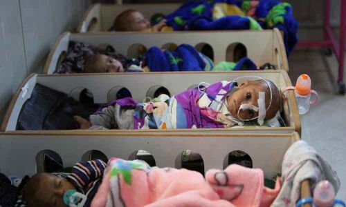 Starved infants, wounded women crowd Syrian hospitals