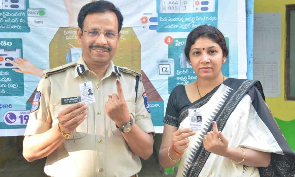 Hyderabad and Cyberabad Police Commissioners cast their votes