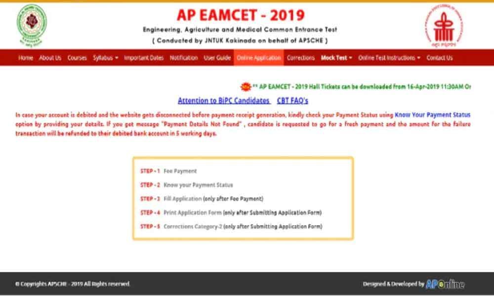 AP Eamcet 2019 hall tickets released, exams from 20 to 23 April
