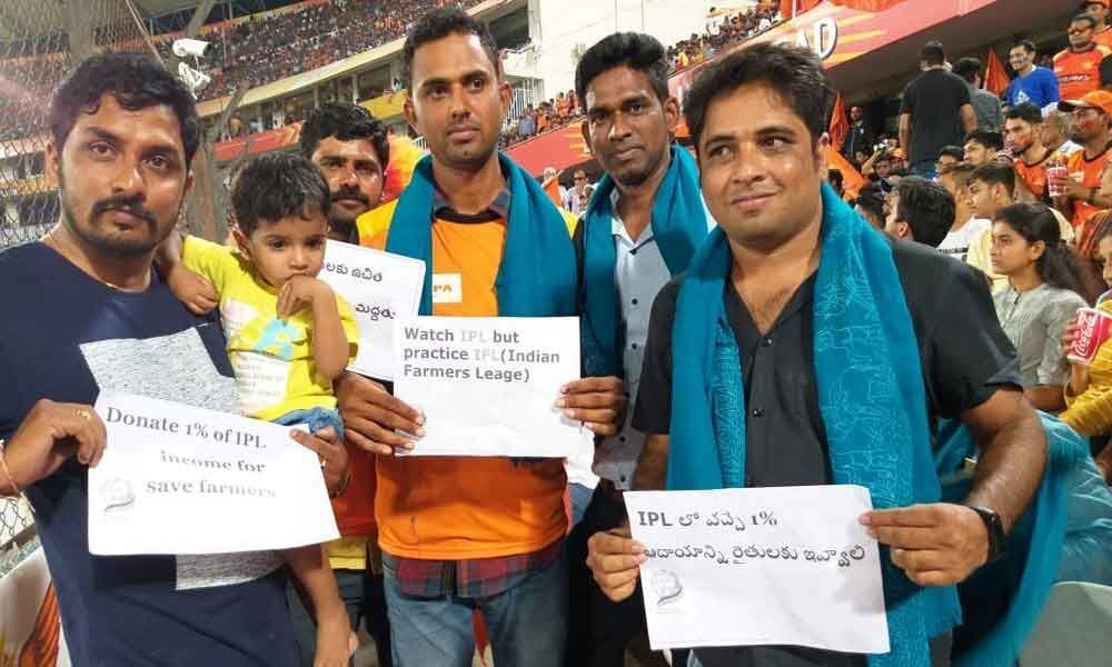 Campaign to save ryots held at IPL match venue