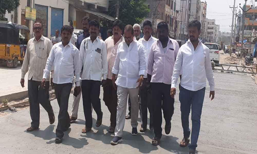 Corporator inspects CC road works