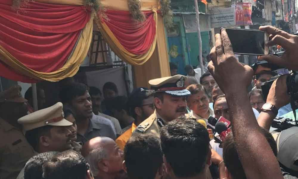 City CP reviewed the security arrangements of Hanuman Jayanthi Procession at Gowliguda
