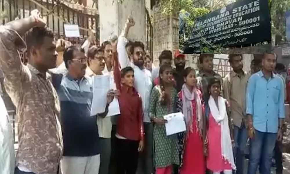 Hyderabad: Students, Parents stage protest before inter-board as results goof up