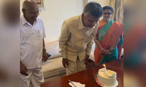 CM Chandrababu Naidu celebrates birthday with family members in Hyderabad