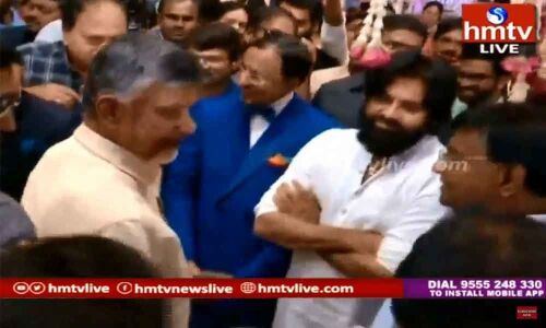 CM Chandrababu Naidu and Pawan Kalyan meets at Ramoji granddaughters marriage