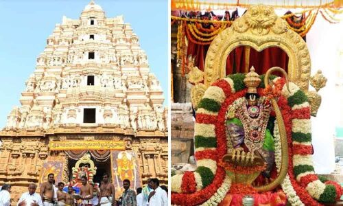 Lord Rama gives darshan to devotees in Kaliyamardhana Alamkaram at Vontimitta brahmotsavam
