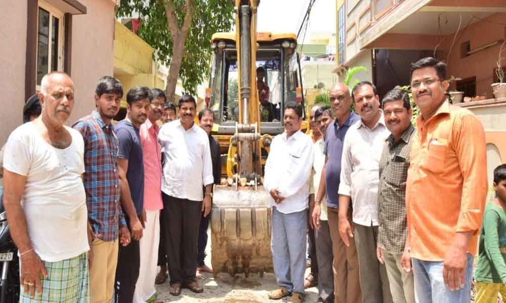 Road works taken up as MLA Arekapudi Gandhi responds