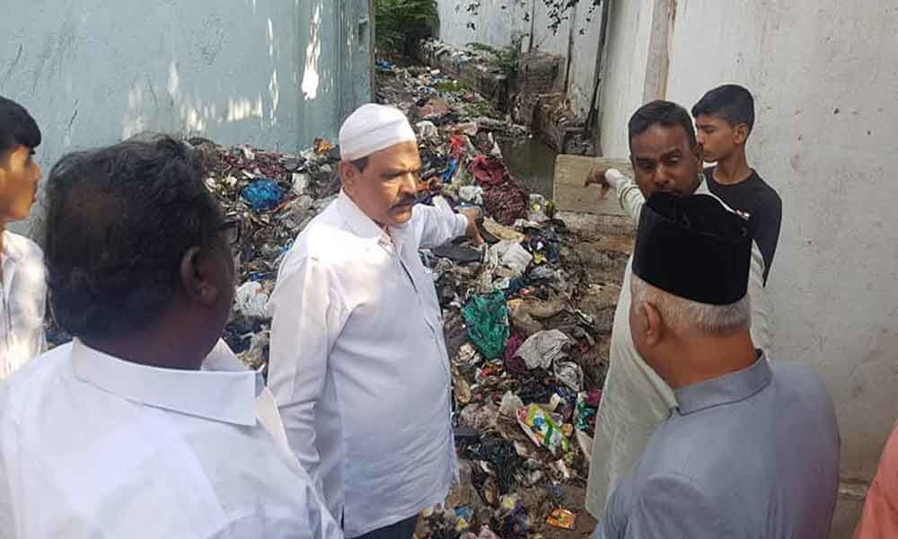 MLA Syed Ahmed Pasha Quadri acts on pleas, fixes sewage spill