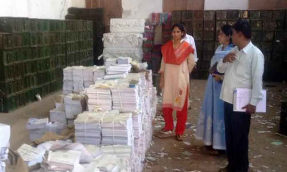 Collector Masrat Khanam Aisha inspects ballot boxes