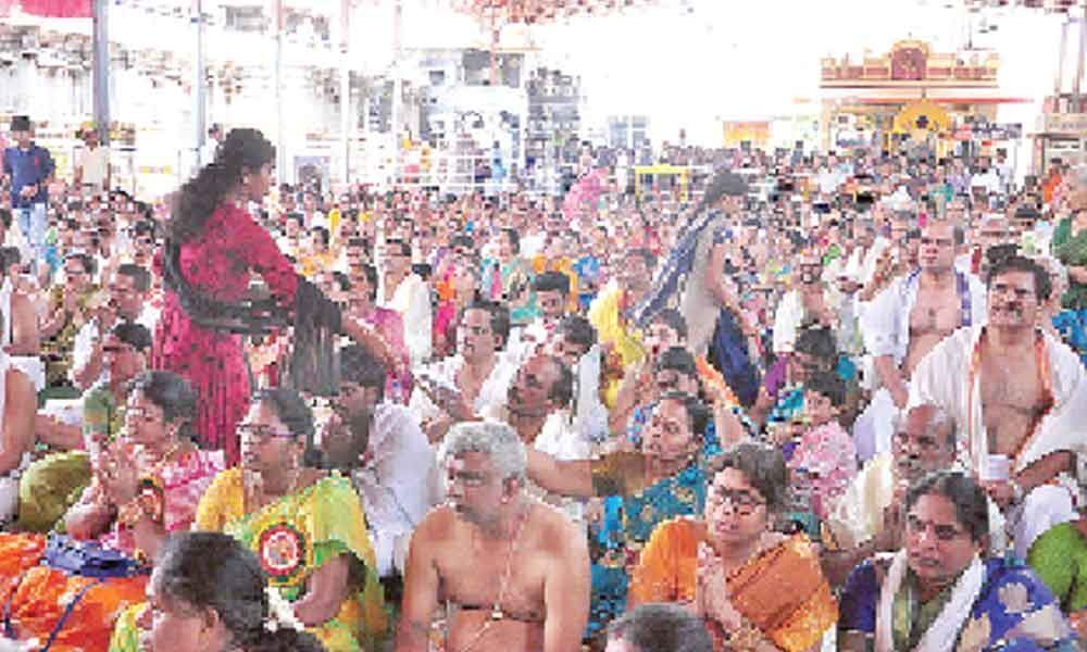 Heavy rush of devotees at Bhadradri temple