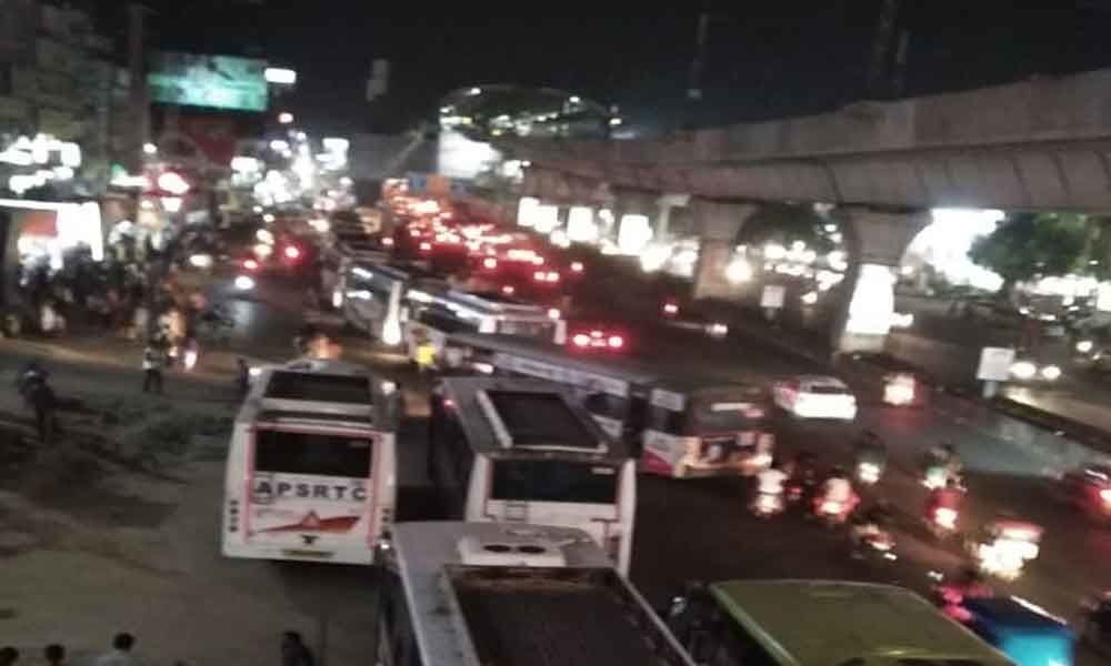 Traffic suffers as private buses occupy roads