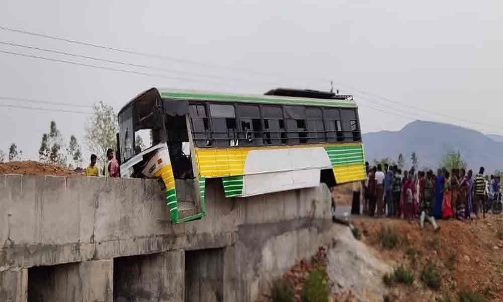 15 injured as RTC bus hits culvert