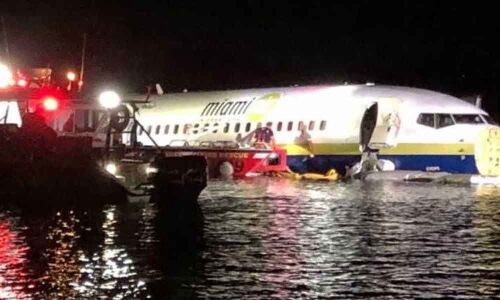Boeing 737 slides, falls into river with 136 people on board
