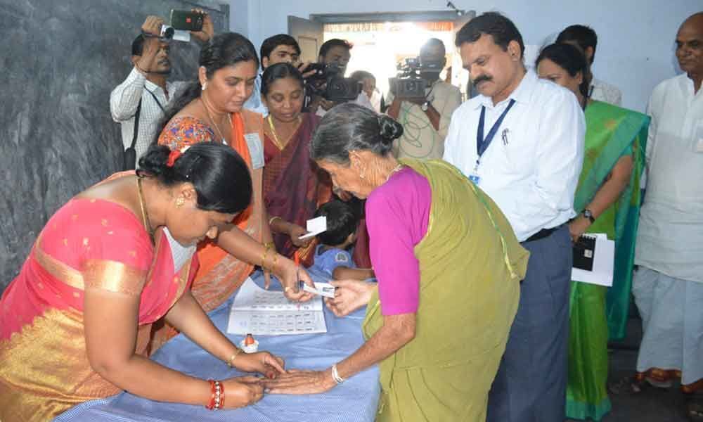 District Collector MV Reddy inspects poll arrangements