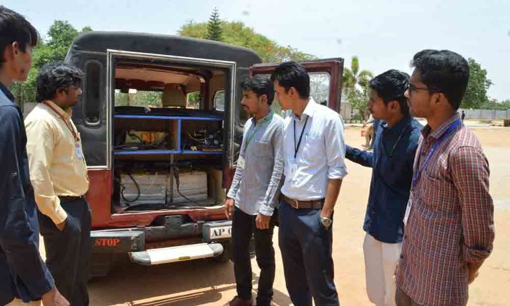 MITS students invent hybrid electric jeep