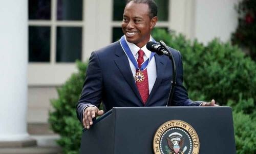 President Trump awards highest US civilian honour to Tiger Woods