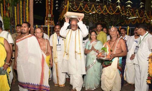 Nija Roopa darshan : Devotees flood Simhachalam