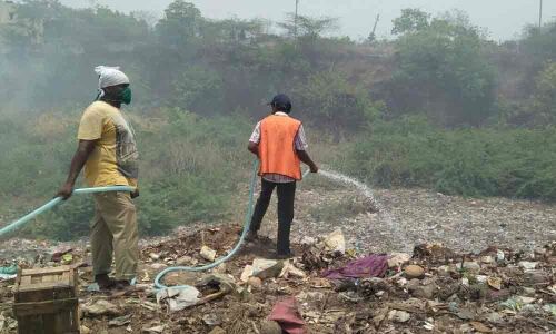 MCR, Fire dept staff toil to control smoke from compost yard