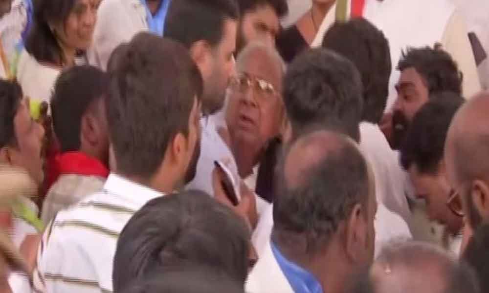 Telangana: Two Cong leaders get into scuffle during exam result protest; see video