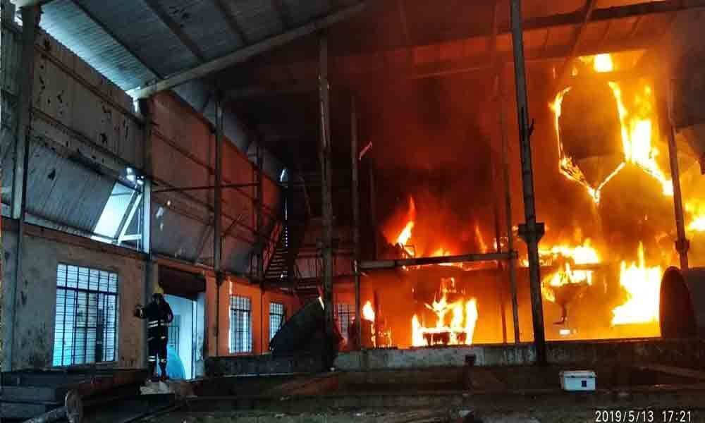 Workshop of private company gutted in Shadnagar