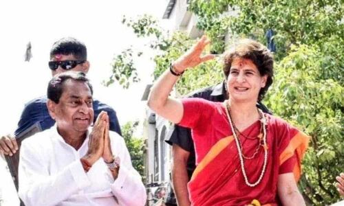 Priyanka Gandhi Vadra holds roadshow in Indore