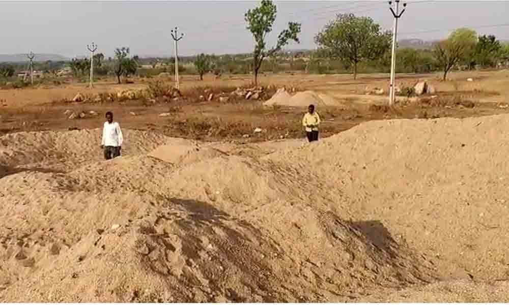 Sand stocked illegally in 150 tractors seized in Narayanpet