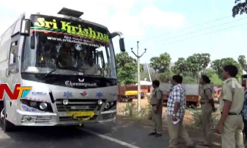 RTA officials raid on private travels buses in Vijayawada