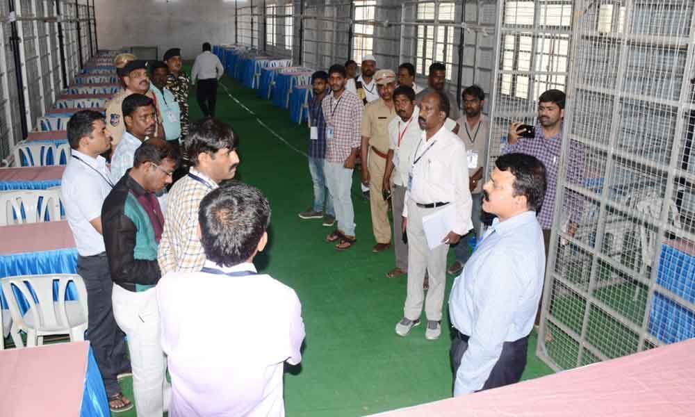 Collector Dr MV Reddy inspects strong rooms