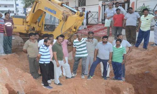 MLA Devireddy Sudheer Reddy inspects drainage trunk line works
