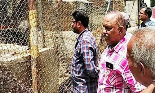 Jaffar Hussain inspects nala works
