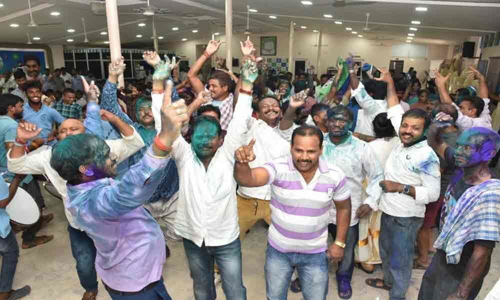 YSRCP workers celebrate victory in city