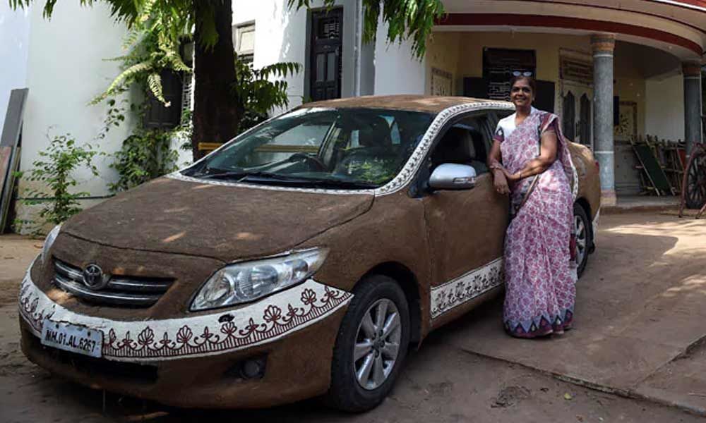 This Gujarat Womans Cow Dung-Coated Car Is An Internet Sensation