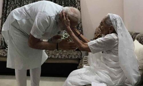 PM Modi visits mother Heeraben in Gandhinagar to seek blessings