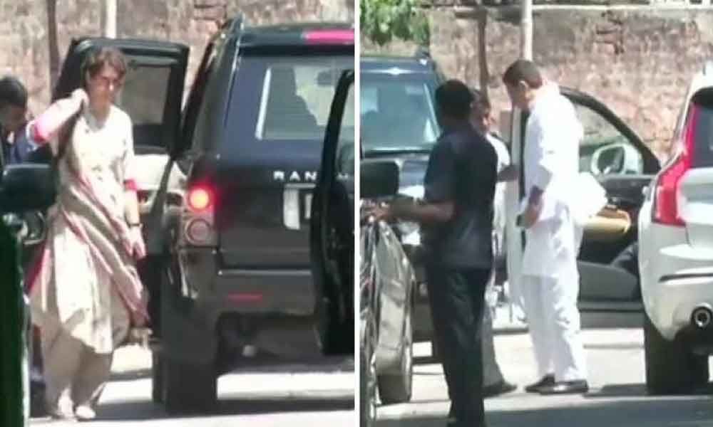 Priyanka, Sachin Pilot meet Rahul Gandhi at his residence