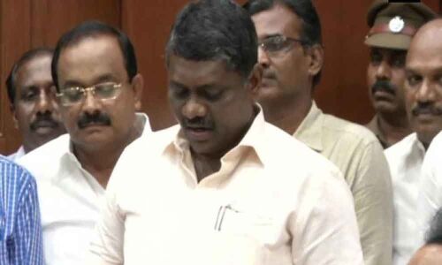 Newly-elected DMK MLAs takes oath after win in Tamil Nadu by-polls