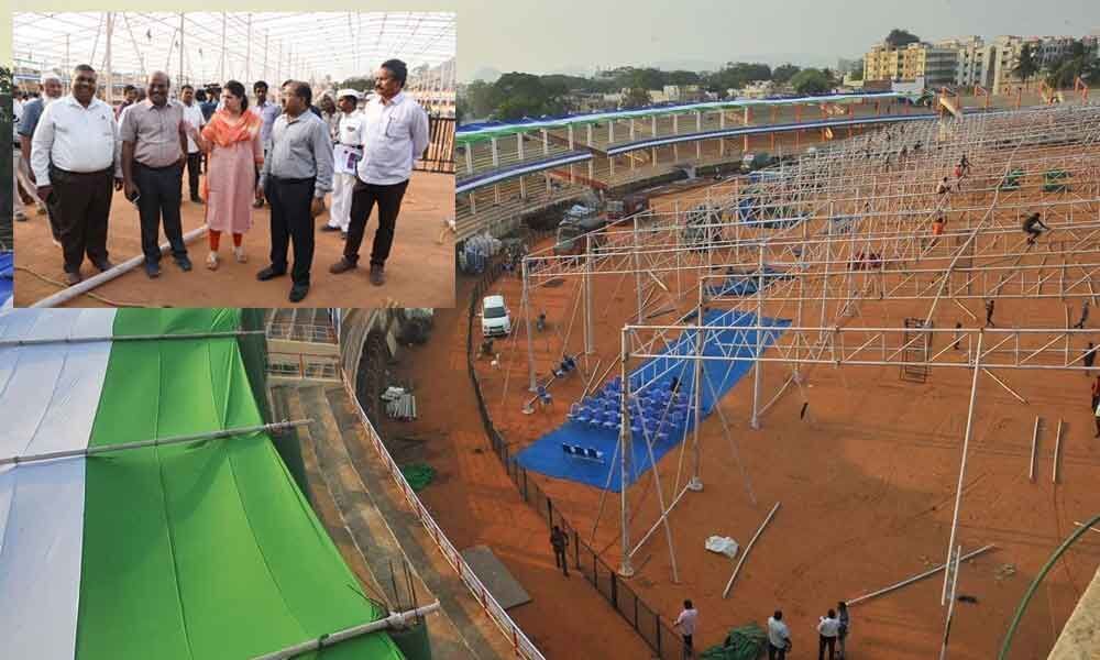 IGMC stadium gets ready for YS Jagan swearing-in ceremony