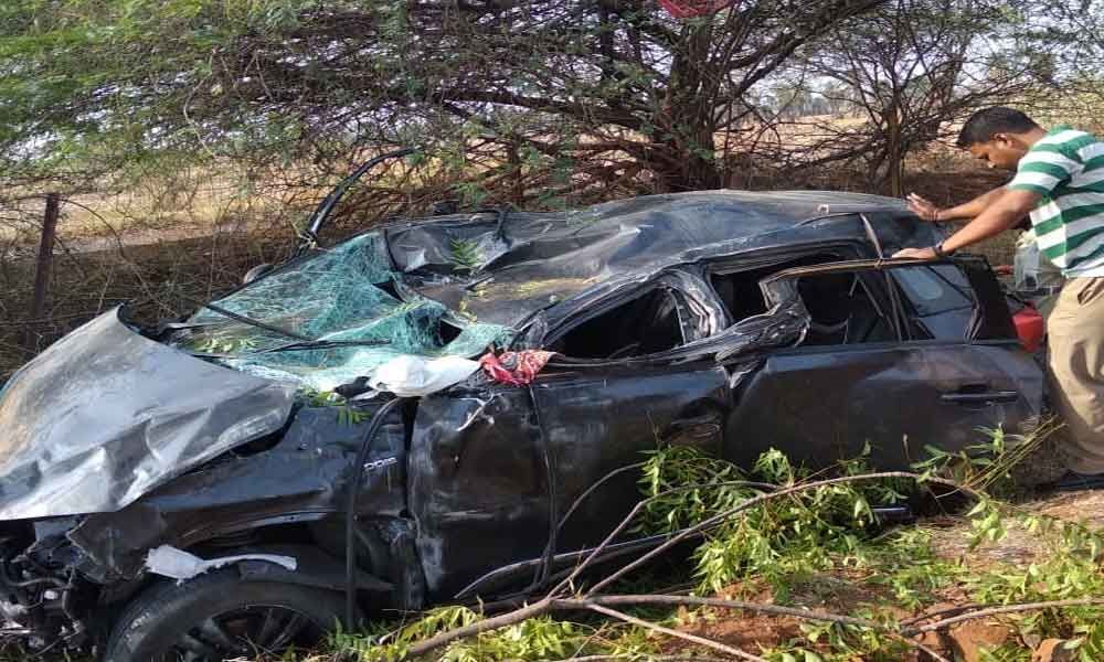 Four injured as car overturns in Wanaparthy