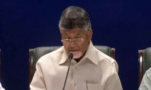 Chandrababu Naidu addressing MLAs at TDLP meeting