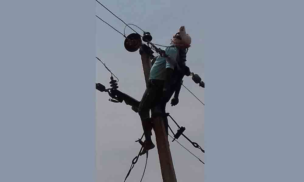 Bill collector electrocuted while repairing high tension wire in Narayanpet