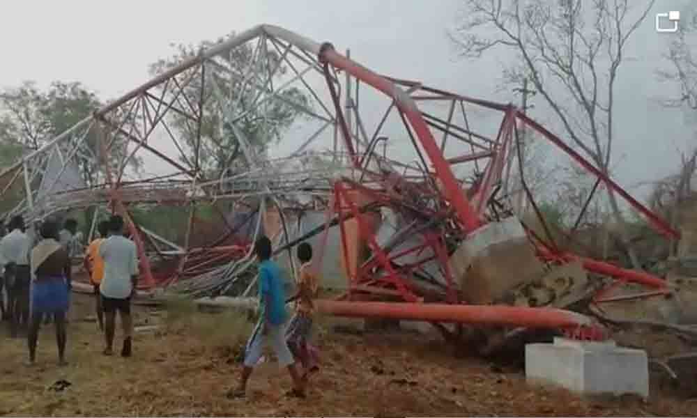 Gusty winds pull down tower in Wanaparthy