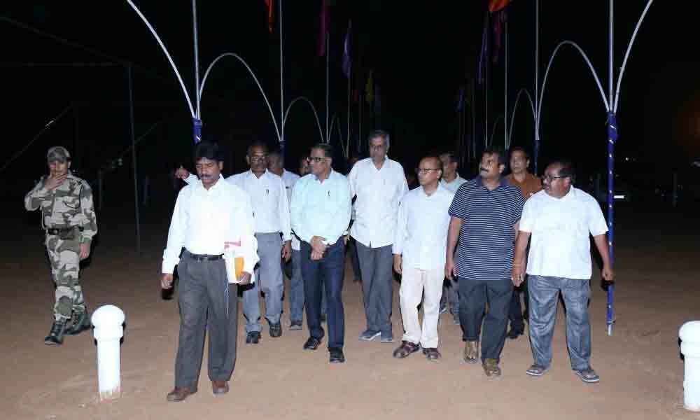 Singreni Collieries Company Limited Director S Chandrashekar inspects arrangements for celebrations in Kothagudem