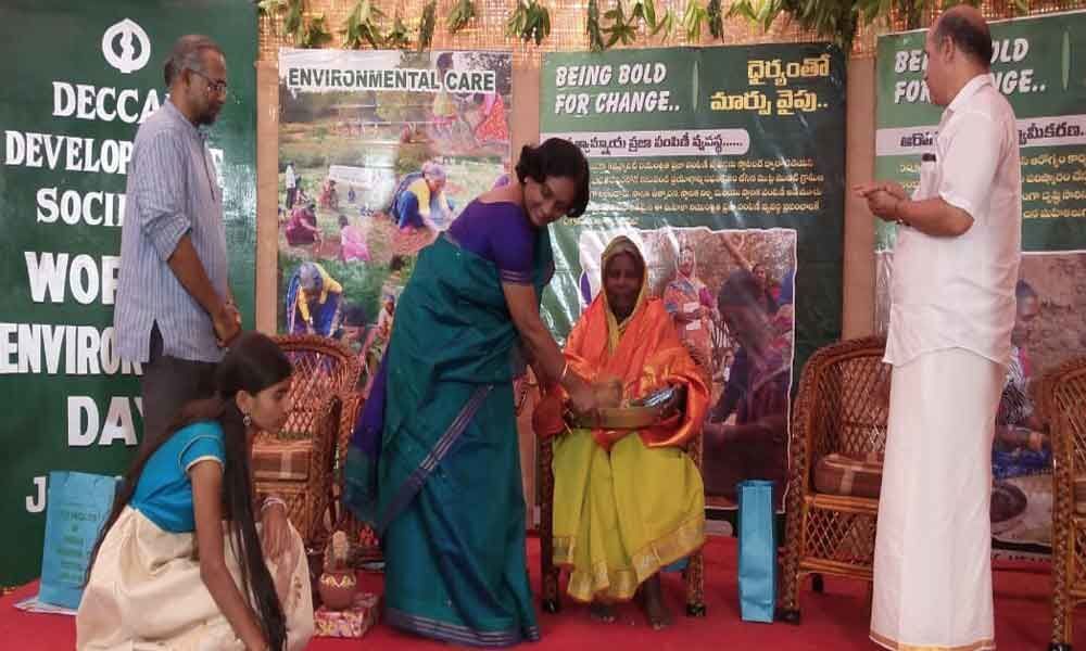 Deccan Development Society women felicitated for winning UN awards