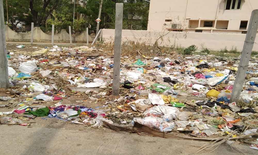 Heaps of garbage dumped at open plot