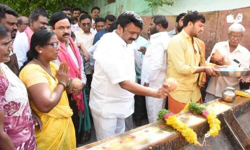 Minister Talasani Srinivas Yadav inaugurates 2BHK construction works