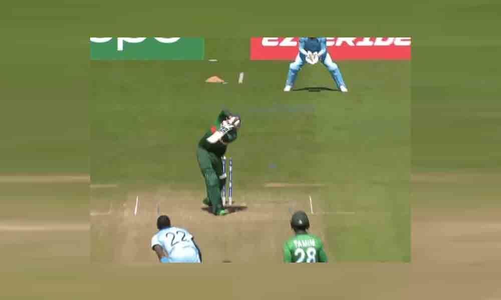 Watch video: Ball flies off for a six after hitting the stumps!