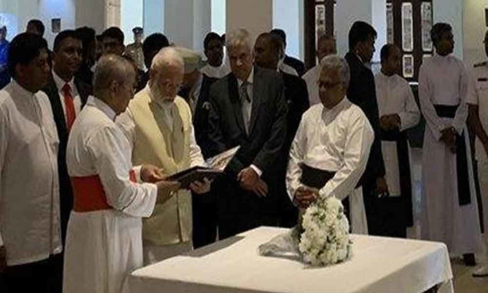 PM Modi visits church in Colombo; pays tribute to victims of the Easter terror strikes