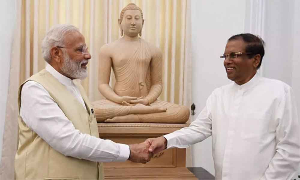 PM gets Samadhi Buddha Statue as gift from Lankan President Sirisena